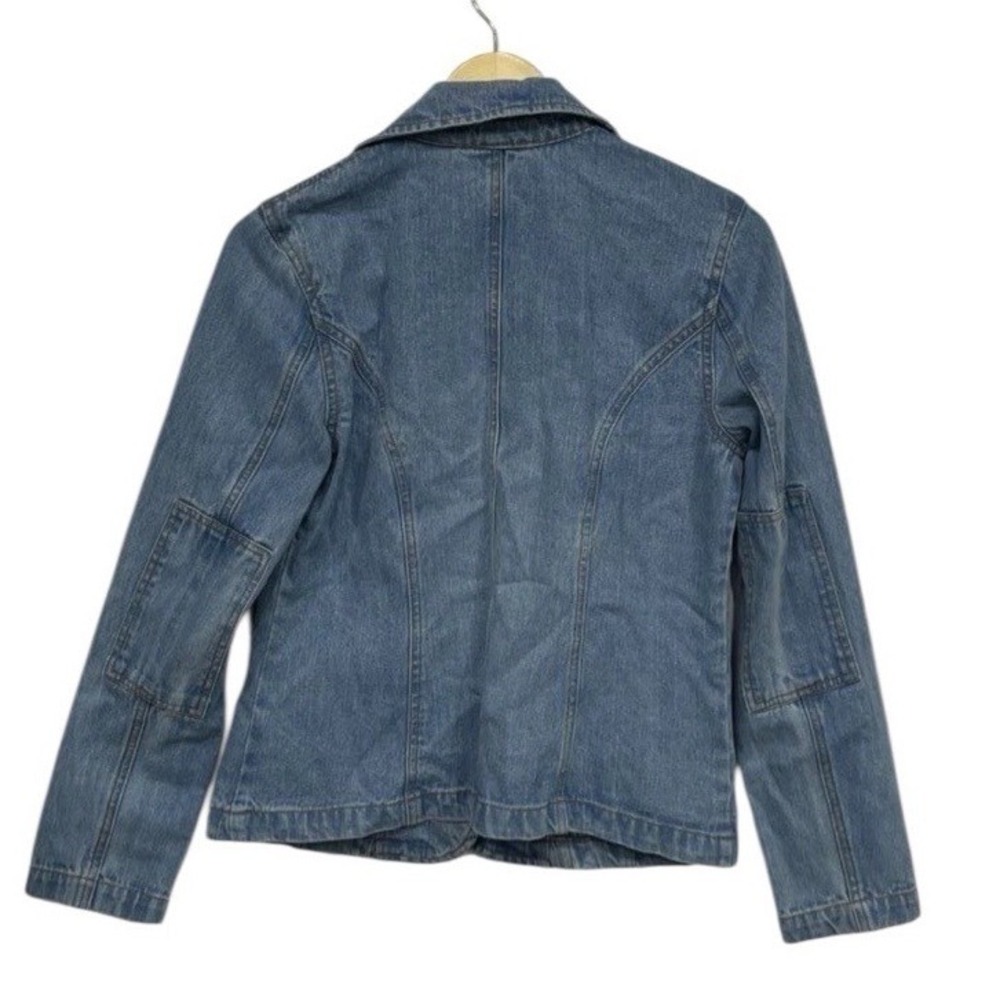 Jeanology Blue Denim Rhinestone Embellished Blazer Jacket cowgirl festival boho - Picture 4 of 10